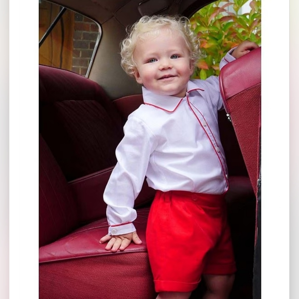 Rachel Riley Baby Boys 6-18 Months Long Sleeve Shirt & Corduroy Shorts Set